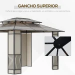 Cenador Almanzor Outsunny techo doble marrón 275x365x300 cm - Imagen 4