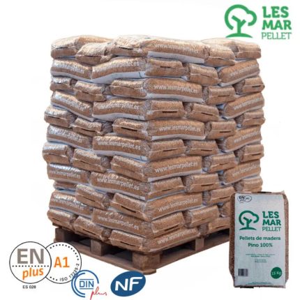 Palet de pellets Lesmar Pellet ENplus Pino 100% en sacos de 15 kg para calefacción