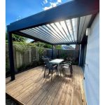Pérgola bioclimática TRAMONTANA 4,50×4,987 M Doble cilindro con mando a distancia (Gris antracita RAL 7016) - Imagen 2