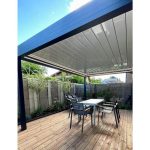 Pérgola bioclimática TRAMONTANA 4,50×4,987 M Doble cilindro con mando a distancia (Gris antracita RAL 7016) - Imagen 3