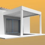 Pérgola retráctil SIROCO 4,50×4,109 m Motorizado con mando a distancia (Blanco RAL 9010) - Imagen 6