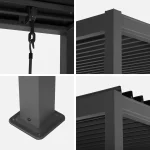Pérgola bioclimática 3x3m de aluminio y acero con lamas orientables - Imagen 2