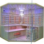Sauna Híbrida 5 plazas LUXE infrarrojos 3500W + estufa SAWO 9000W – SNÖ - Imagen 2