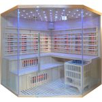 Sauna Híbrida 5 plazas LUXE infrarrojos 3500W + estufa SAWO 9000W – SNÖ - Imagen 4