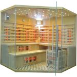 Sauna Híbrida 5 plazas LUXE infrarrojos 3500W + estufa SAWO 9000W – SNÖ - Imagen 5
