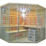 Sauna Híbrida 5 plazas LUXE infrarrojos 3500W + estufa SAWO 9000W – SNÖ - Imagen 6