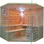 Sauna Híbrida 5 plazas LUXE infrarrojos 3500W + estufa SAWO 9000W – SNÖ - Imagen 10