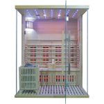 Sauna Híbrida LUXE 3 plazas Infrarrojos 2800W + estufa SAWO 6000W – SNÖ - Imagen 13